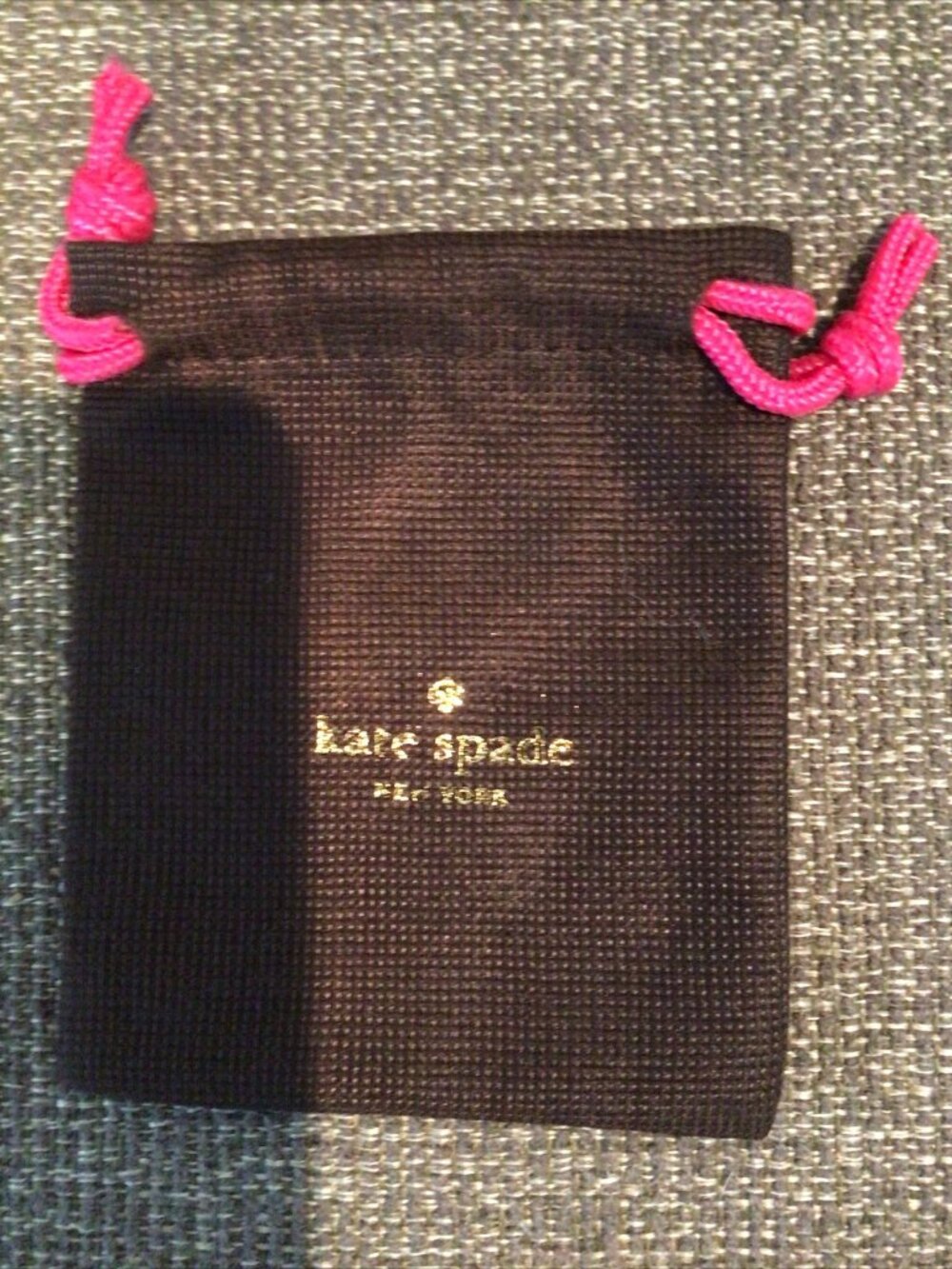 KATE SPADE SMALL BROWN DUSTBAG WITH PINK DRAWSTRING 4" X 4" BRAND NEW